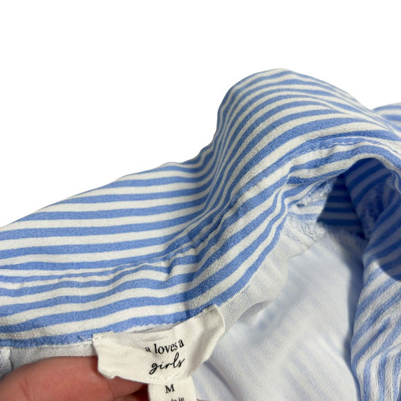 A Loves A Girls Shirt Dress Size Medium Striped Point Collar 3/4 Cuffed Sleeve - Picture 9 of 11